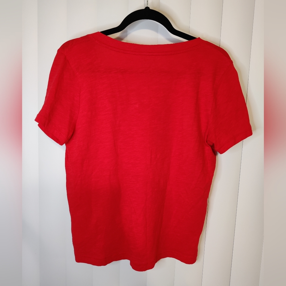 Madewell Red V-Neck Tee Extra Small - Picture 2 of 3